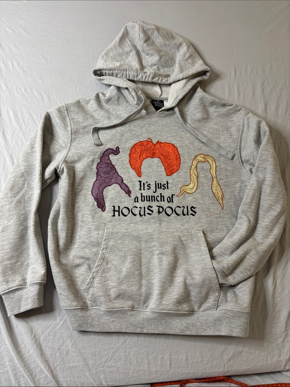 Disney Hocus Pocus Grey Hoodie with Purple, Orange & Cream Hair Silhouettes Lge